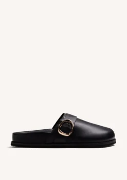 ZUECOS NEGRO PIEL HEBILLA